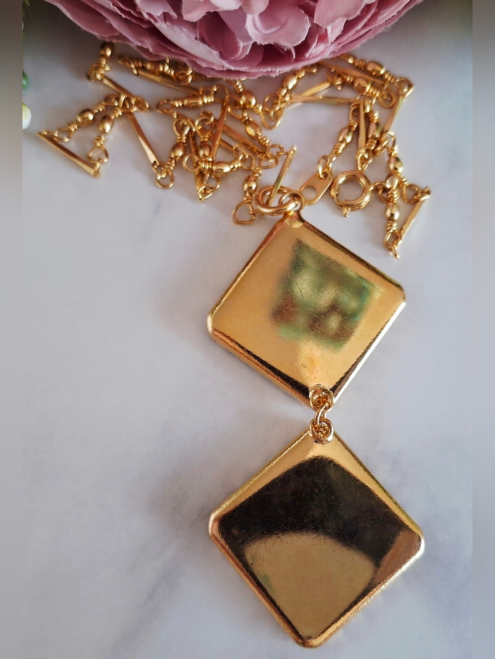 Vintage 80s π€π€Black Diamond Pendant Necklace - Picture 2 of 3